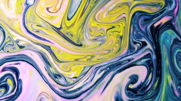 Abstract Psychedelic Background. Multicolored Paints Slowly Blend Into Patterns