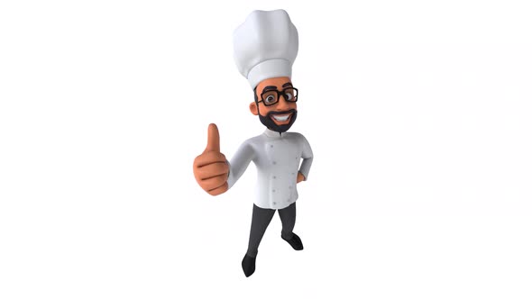 Fun 3D cartoon animation of an indian chef with alpha