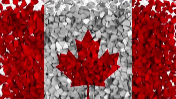 Canada Flag Breaking Rocks Transition