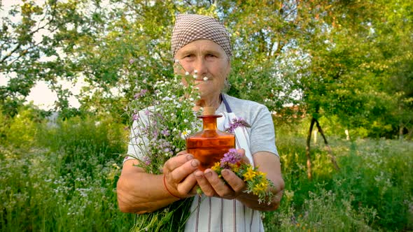 Old Woman Makes Herbal Tincture