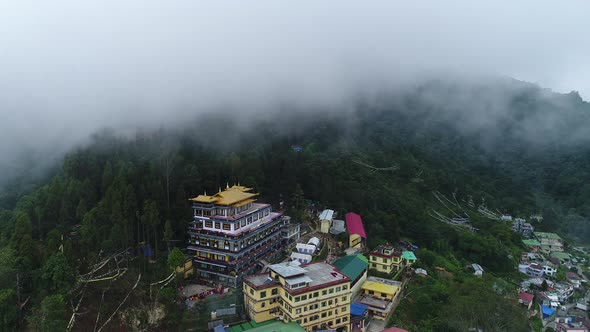 Rumtek Monastery area in Sikkim India seen from the sky