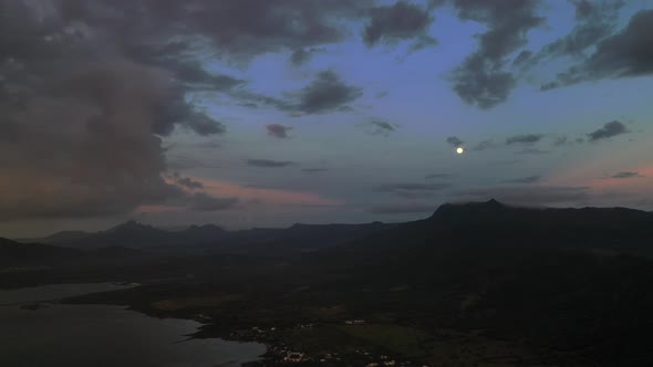 Paradise Tropical Island at Sunset Moonrise