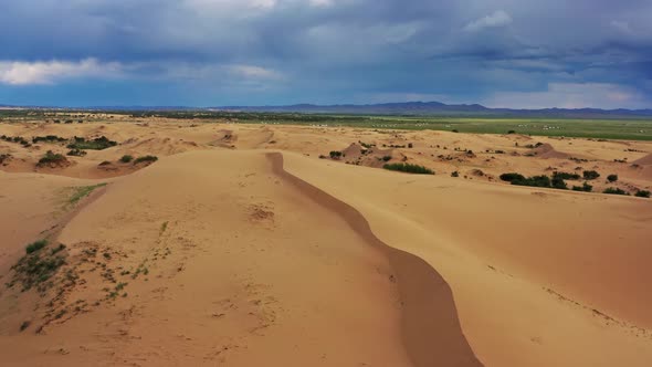 Aerial View of the Sand Dunes in Mongolia