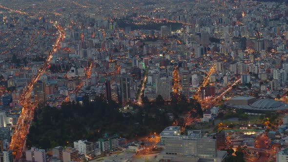 Aerial View Quito City Night Lights Ecuador