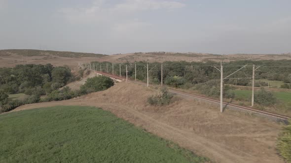 Aerial view of empty Railway bridge in Samtskhe-Javakheti region, Georgia.