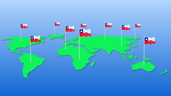 Flag Of Chile Around The World Flying Wave Animation