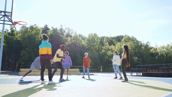 Group of teens having fun