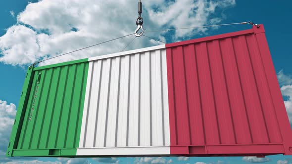Loading Cargo Container with Flag of Italy alt