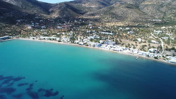 Village of Platis on the island of Sifnos in the Cyclades in Greece from the sky