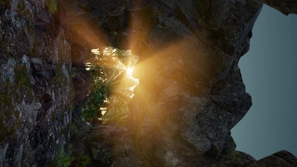 Sun Light Inside Mysterious Cave