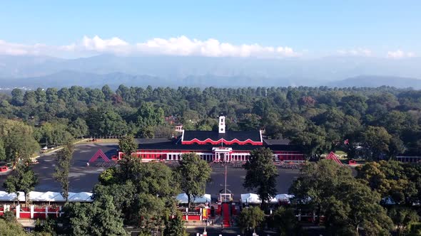 Aerial Hyperlapse Time Lapse Drone View of Indian Military Academy IMA Dehradun India