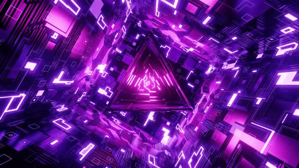 4K 3D animation. Abstract futuristic geometric shapes background
