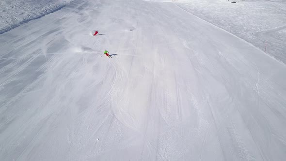 Aerial Skiing on Empty Ski Slope