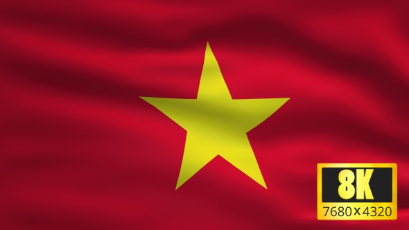 8K Vietnam Windy Flag Background