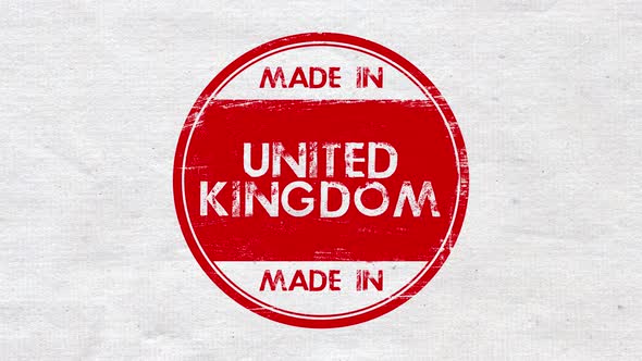 Hand Stamping With Sound Fx White Paper Red Word Made In United Kingdom