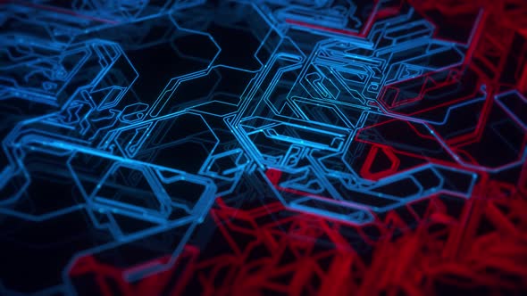 Cyber Trails Background Red Blue
