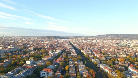 The sun is shining over the city of Budapest Hungary