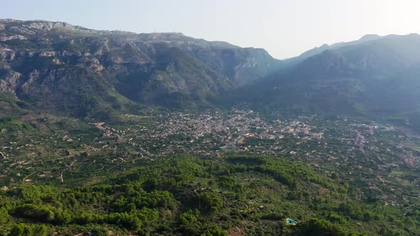 Aerial Drone Video Footage of Soller Town, Mallorca, Spain