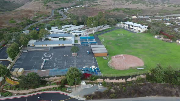 Empty School Plaground Aerial