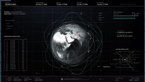Computer program connecting to the Earth’s satellites and analyzing Pakistan. UI alt
