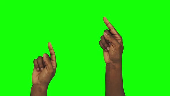 Pack of 23 Gestures Made By Black Men Hands to Control Touchscreen on Green Screen Background
