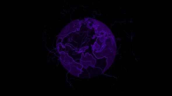 Purple Color Digital Earth Animation On Black Background