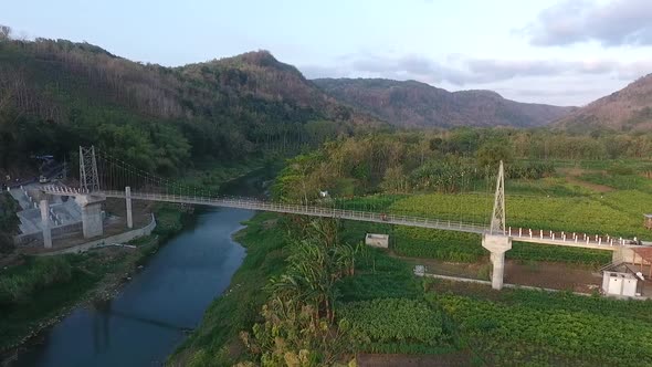 Aerial Shot Bridge Bantul Indonesia