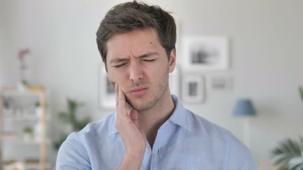 Toothache, Handsome Young Man with Tooth Pain