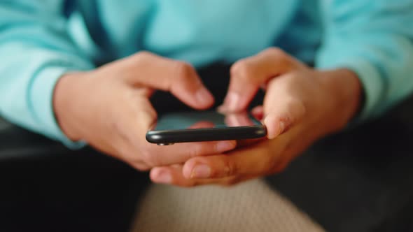 African American Man Using Smartphone