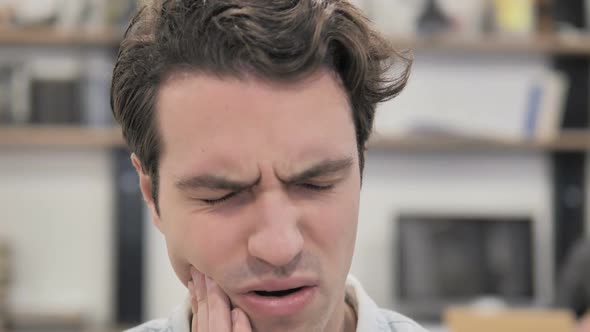 Close Up of Casual Man with Toothache Infection