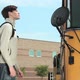 High school student knocking on school bus door - VideoHive Item for Sale