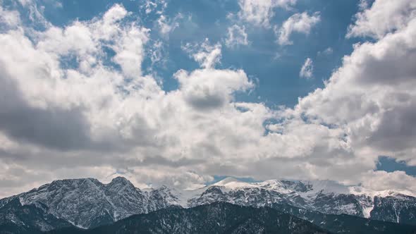 Timelapse Of A Mountain Panorama With Fast Moving Clouds