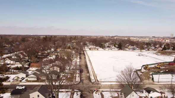 Aerial Video Winter In Royal Oak Michigan Usa