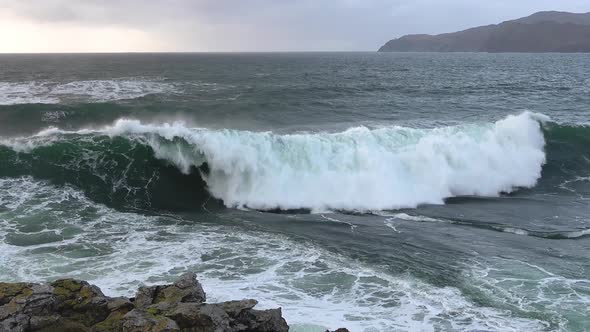 Huge Waves Breaking at Muckross Head - A Small Peninsula West of Killybegs, County Donegal, Ireland