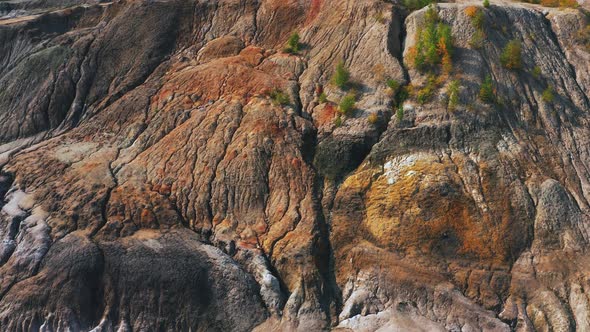 Aerial View of a Landscape Similar To the Planet Mars with Red Hills and Rivers with Red Water