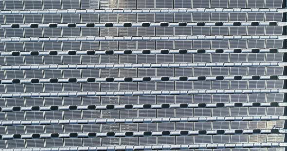 Aerial view of solar panels in Orvim Eliyon Reservoir, Golan Heights, Israel.