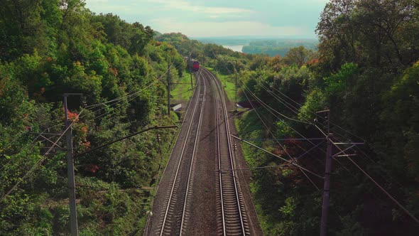 Freight Train with Cistern Gasoline, Oil on the Railway