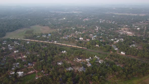 Train Passing Through Village, River Kerala 4k