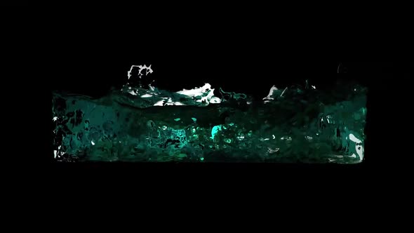 Alien Green  Liquid Splashes In The Cube