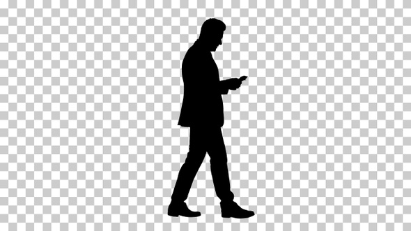 Silhouette Man walking, Alpha Channel