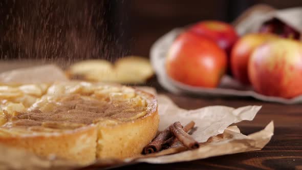 Cinnamon Powder Falling on Tart