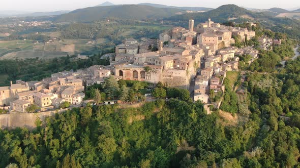 Aerial view of Montepulciano town near Siena in Tuscany, Italy, Europe