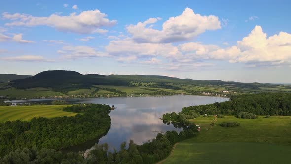 Aerial view of Teply vrch reservoir in Slovakia