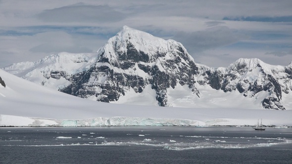 Global warming and climate change. Melting glaciers in the Arctica and Antarctica.