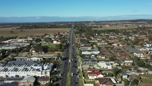 AERIAL Surfcoast Highway Out Of Geelong, Australia Towards The Great Ocean Road