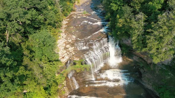 Bird's Eye View Of Cummin Falls On The Blackburn Fork State Scenic River At Summer In Tennessee, USA