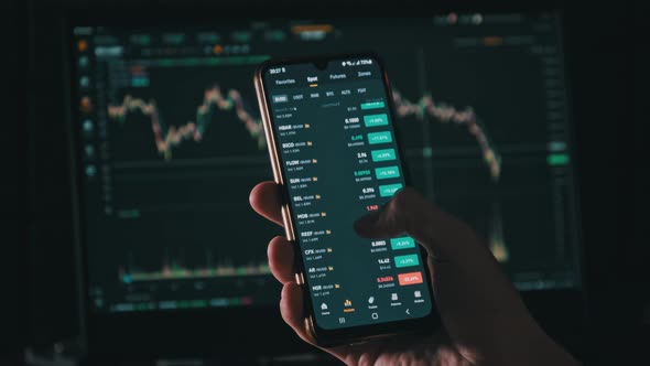 Investor Checking Cryptocurrency Price on Smartphone Screen Growth Crypto