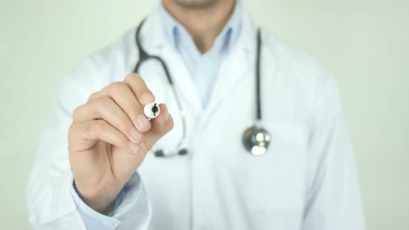 Paralysis, Doctor Writing on Transparent Screen