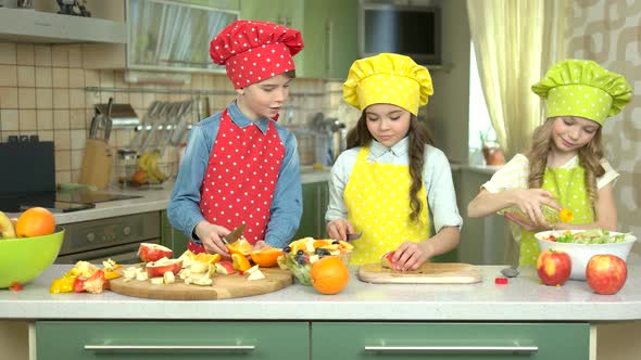 Kids Making Salad.