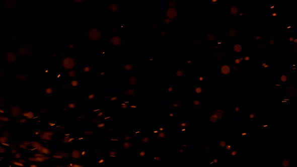 Super Slow Motion Shot of Rising Fire Sparks Isolated on Black Background at 1000 Fps.
